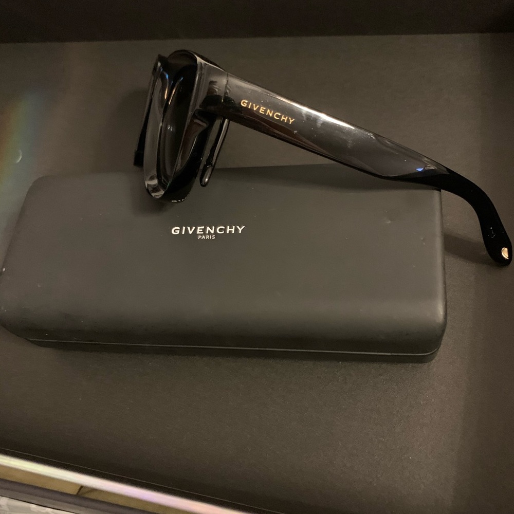 Givenchy Black Sunglasses with Gold Accent Logo and case included